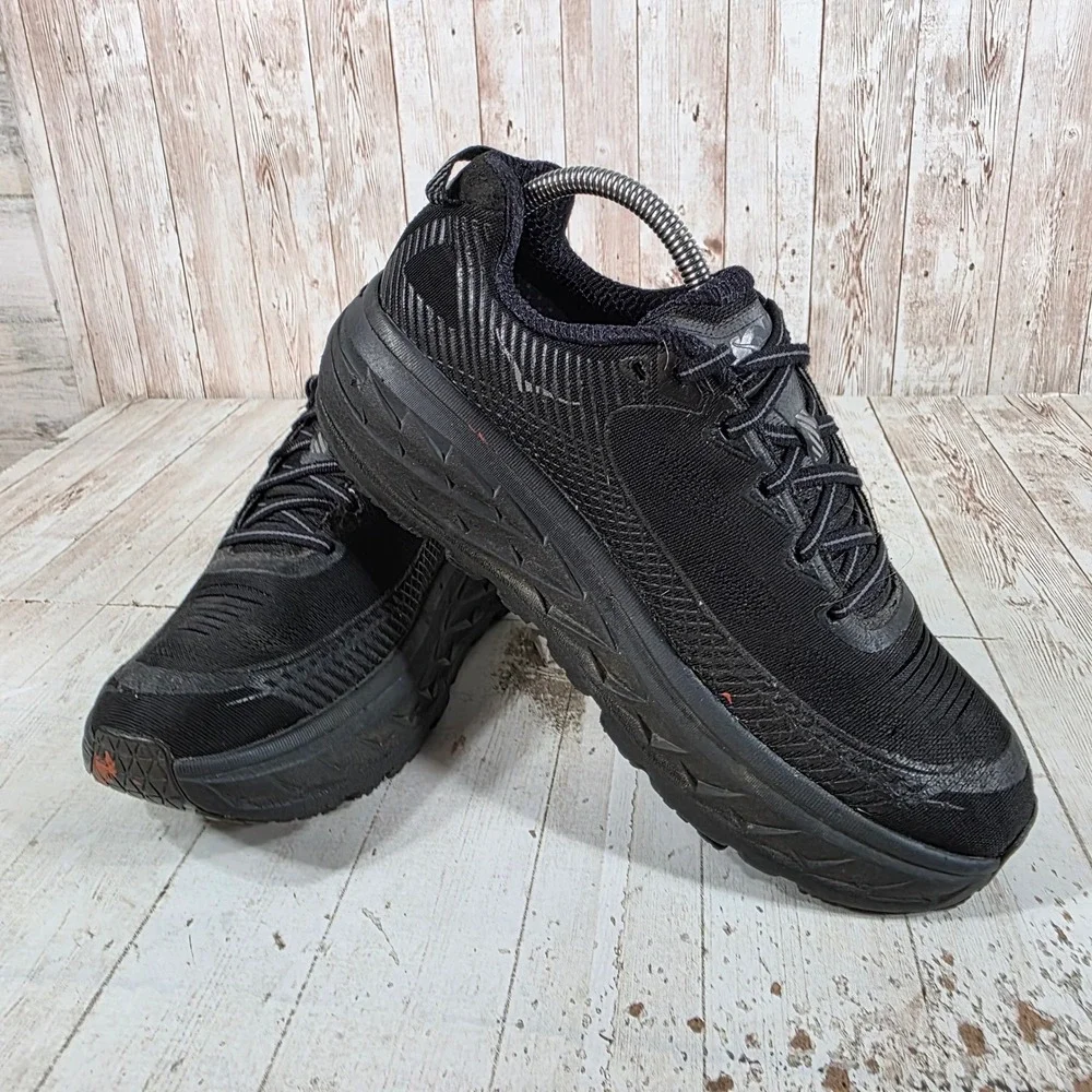 Hoka One One Bondi 5 Wide Mens 8.5 2E Black Running Shoes 1016604 BANT